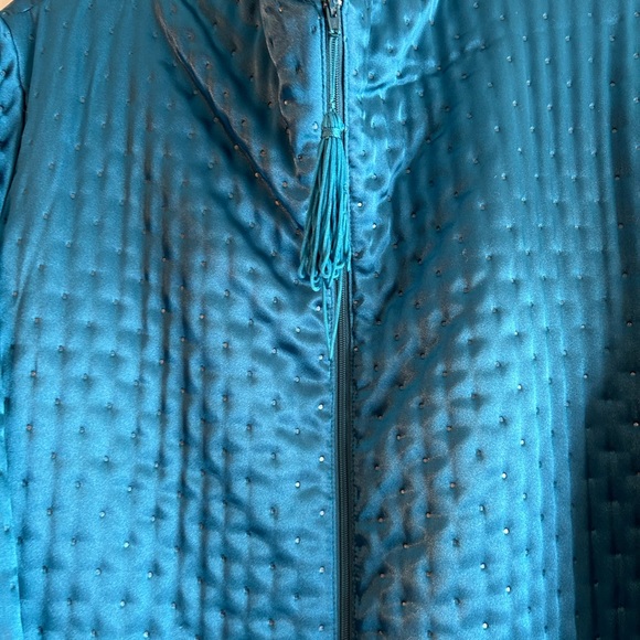 MORGAN TAYLOR INTIMATES ROYAL BLUE PATTERN WITH POCKETS TASSEL ZIP UP ROBE LARGE - Picture 7 of 9